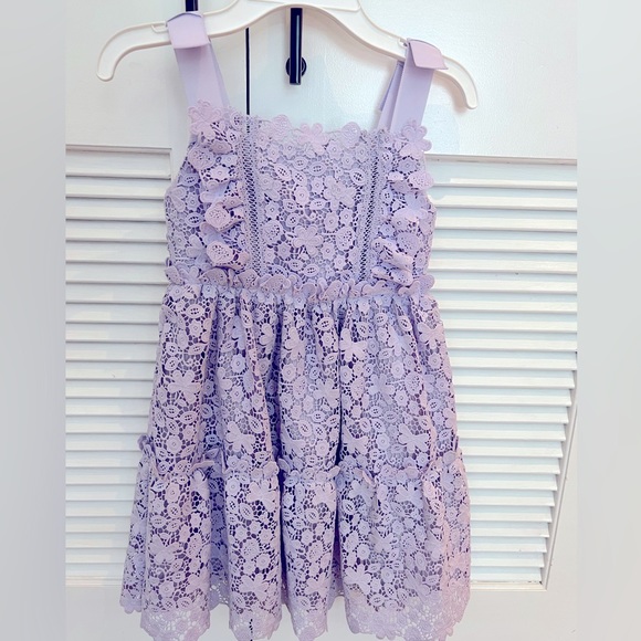 From Saks Fifth Avenue- Beautiful lavender lace dress, worn once!